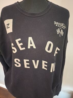Sea of Seven Black Graphic Crewneck Sweatshirt